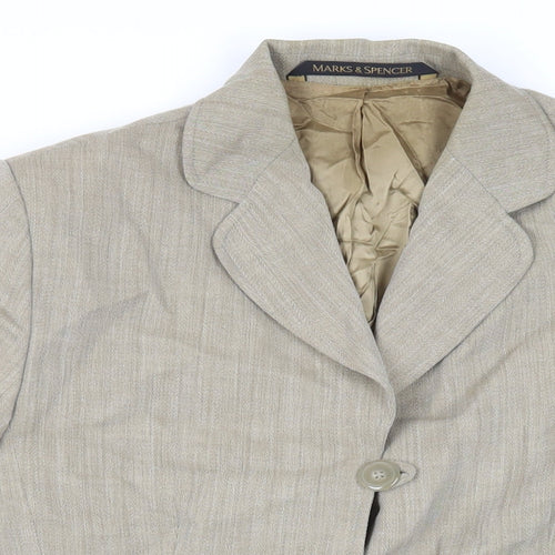 St Michael Womens Green Jacket Blazer Size 14 Button - Vintage