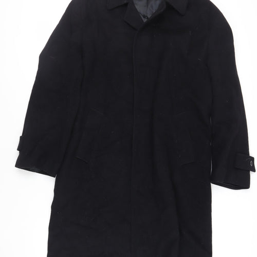 IMC Mens Black Overcoat Coat Size L Button