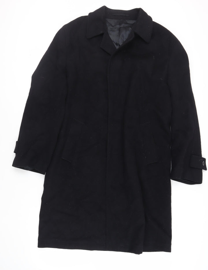 IMC Mens Black Overcoat Coat Size L Button