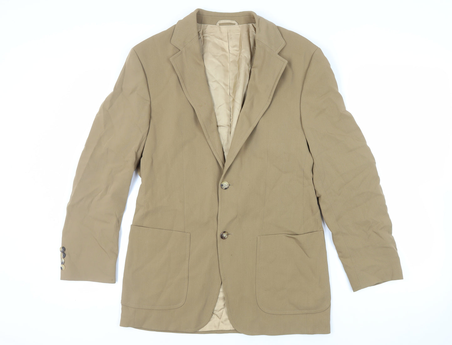 HUGO BOSS Mens Beige Wool Jacket Blazer Size 38 Regular