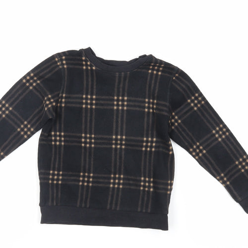 NEXT Boys Black Plaid Polyester Pullover Sweatshirt Size 4 Years Pullover