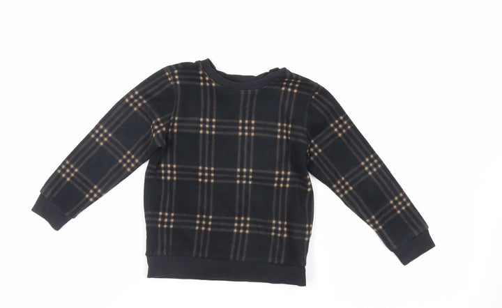 NEXT Boys Black Plaid Polyester Pullover Sweatshirt Size 4 Years Pullover
