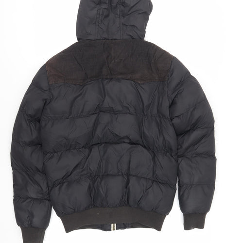 Brave Soul Mens Black Puffer Jacket Jacket Size S Zip - Hooded
