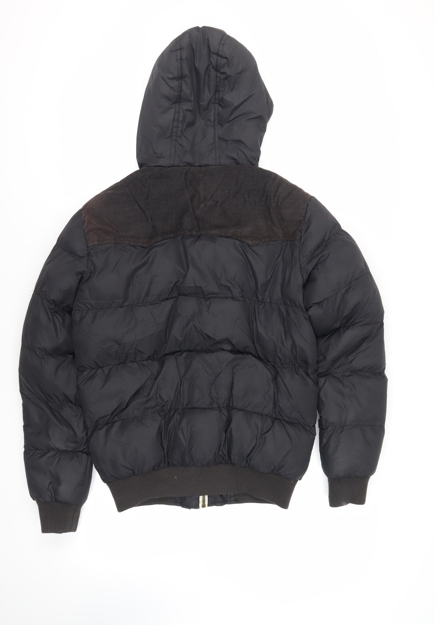 Brave Soul Mens Black Puffer Jacket Jacket Size S Zip - Hooded