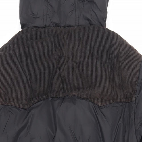 Brave Soul Mens Black Puffer Jacket Jacket Size S Zip - Hooded