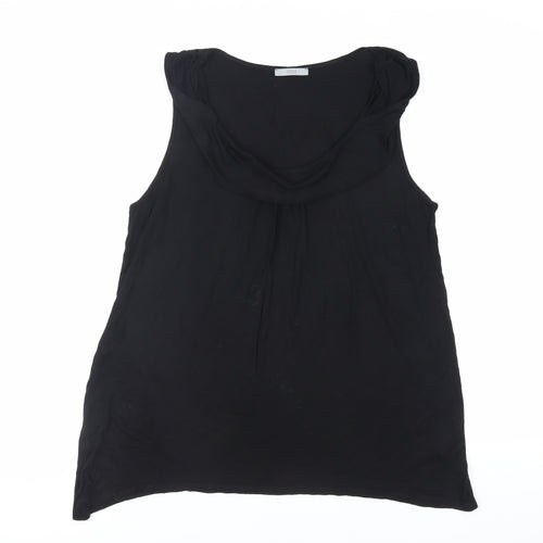 Marks and Spencer Womens Black Viscose Basic Tank Size 18 Scoop Neck