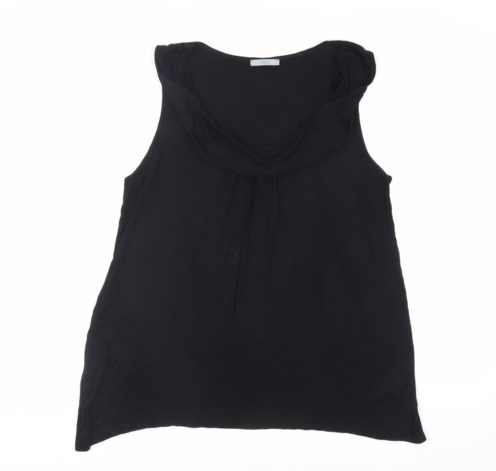 Marks and Spencer Womens Black Viscose Basic Tank Size 18 Scoop Neck