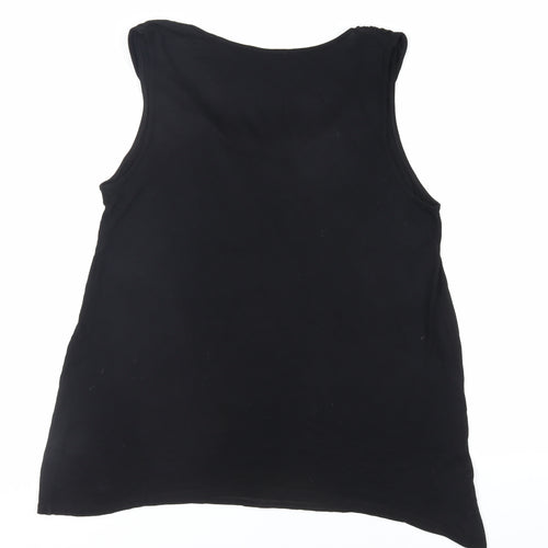 Marks and Spencer Womens Black Viscose Basic Tank Size 18 Scoop Neck