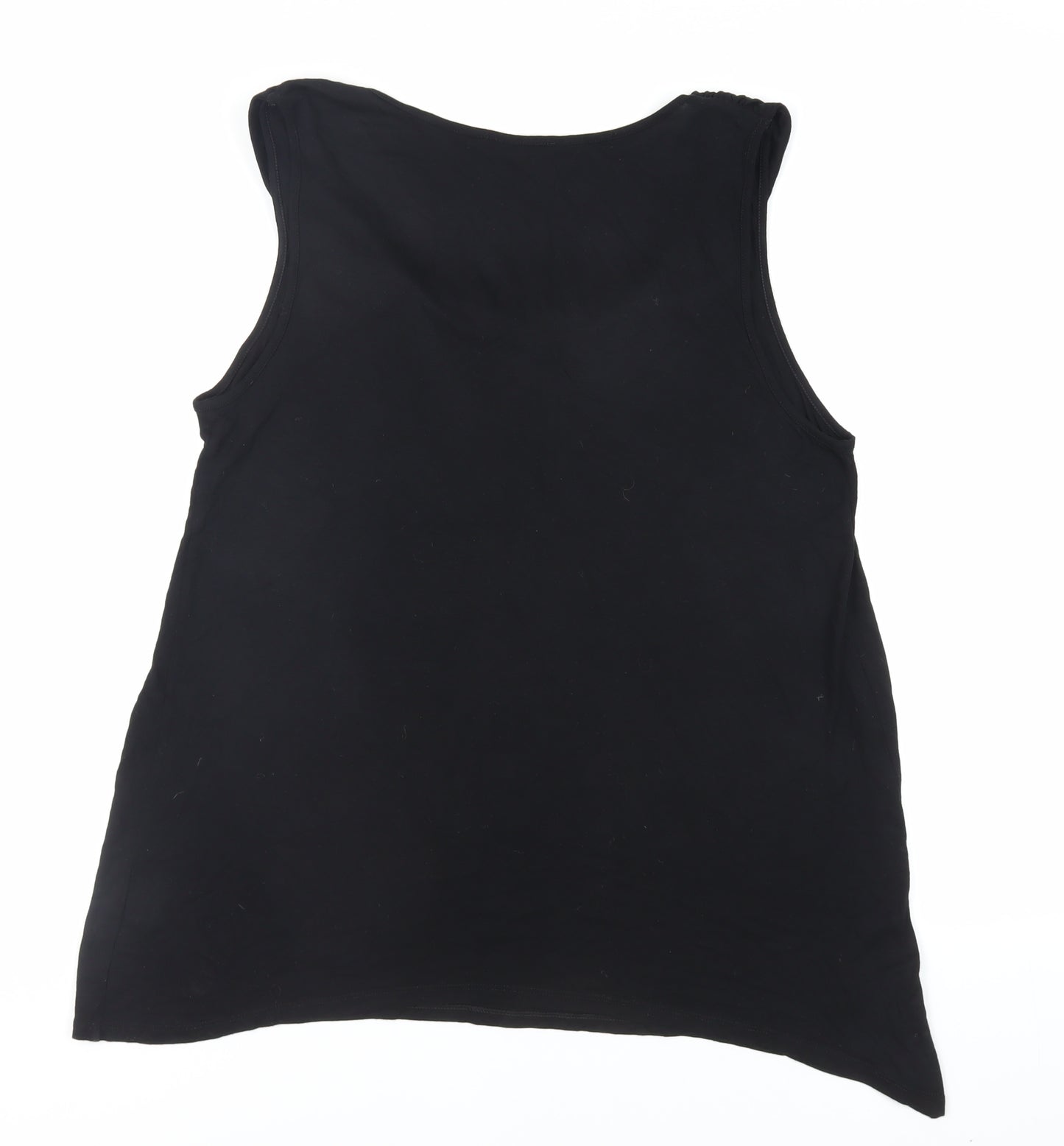 Marks and Spencer Womens Black Viscose Basic Tank Size 18 Scoop Neck