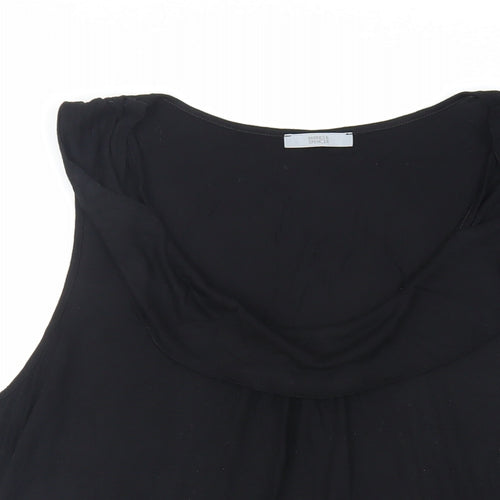 Marks and Spencer Womens Black Viscose Basic Tank Size 18 Scoop Neck
