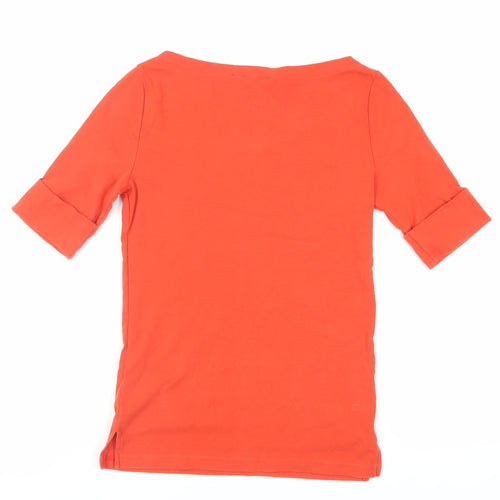 Lauren Ralph Lauren Womens Red Cotton Basic T-Shirt Size S Boat Neck
