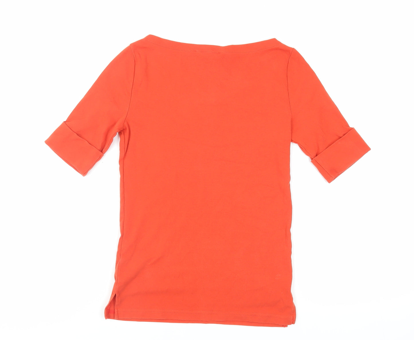 Lauren Ralph Lauren Womens Red Cotton Basic T-Shirt Size S Boat Neck