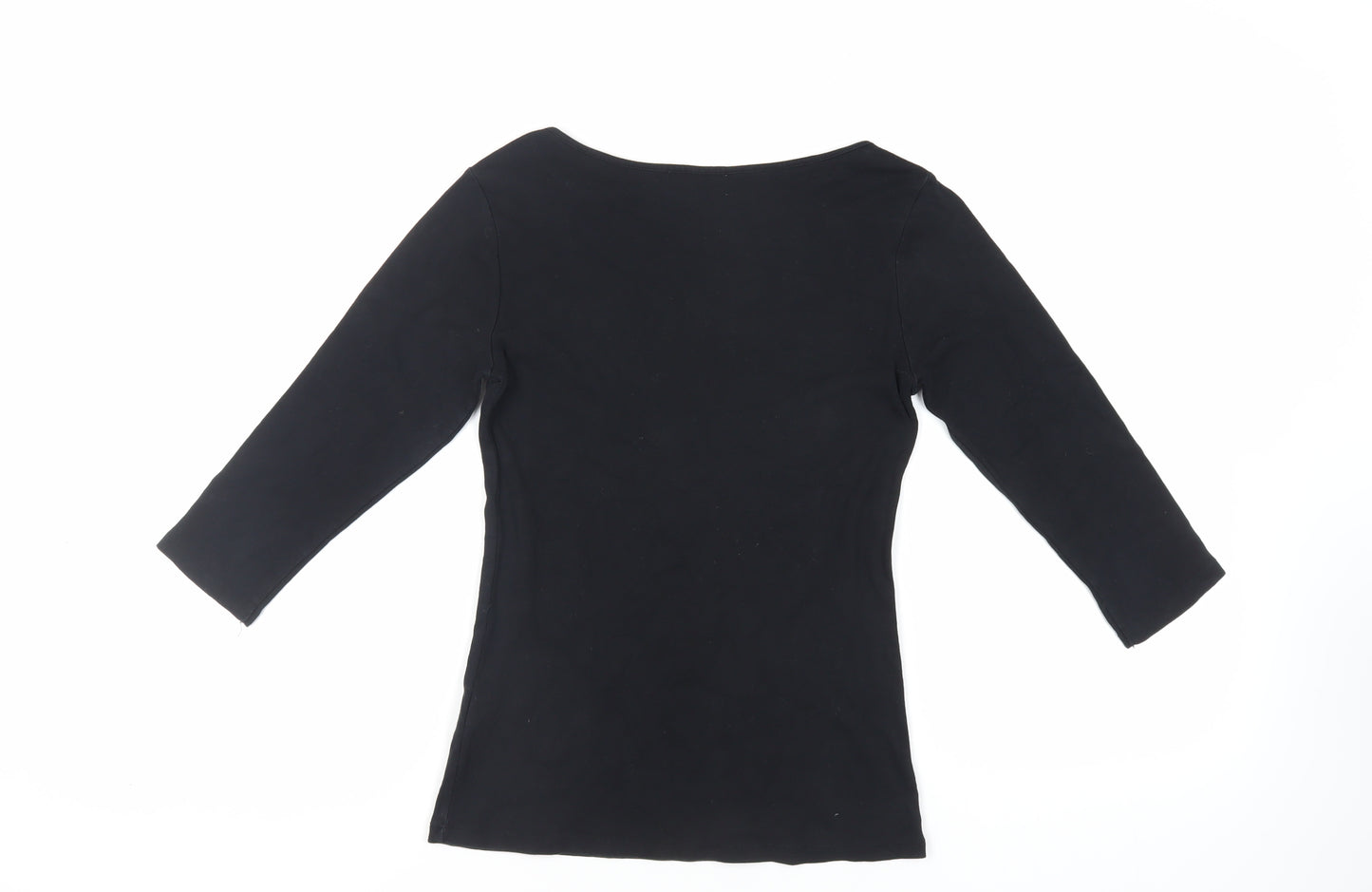 Zara Womens Black Cotton Basic T-Shirt Size M Boat Neck