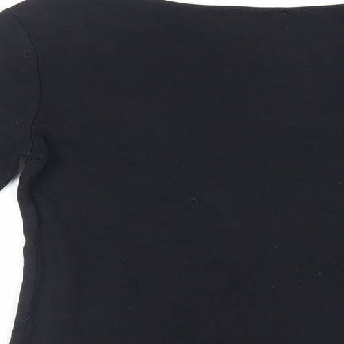 Zara Womens Black Cotton Basic T-Shirt Size M Boat Neck