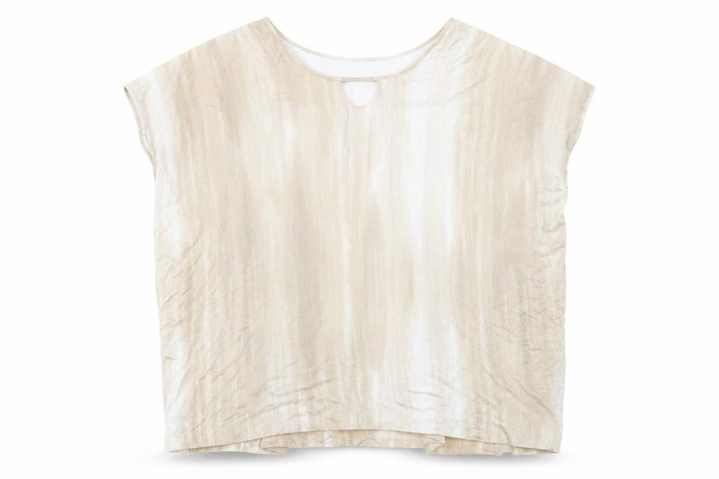 Lisa Rinna Womens Beige Geometric Viscose Tunic Blouse Size M Boat Neck - Neckline Detail