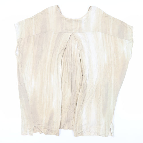 Lisa Rinna Womens Beige Geometric Viscose Tunic Blouse Size M Boat Neck - Neckline Detail
