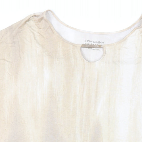 Lisa Rinna Womens Beige Geometric Viscose Tunic Blouse Size M Boat Neck - Neckline Detail