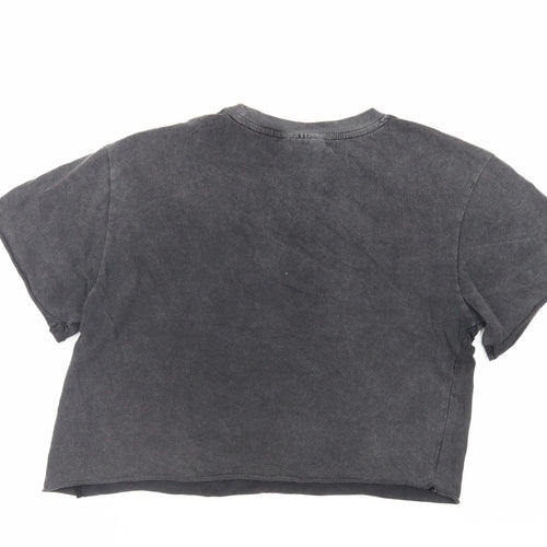 Topshop Womens Grey Cotton Basic T-Shirt Size 6 Crew Neck