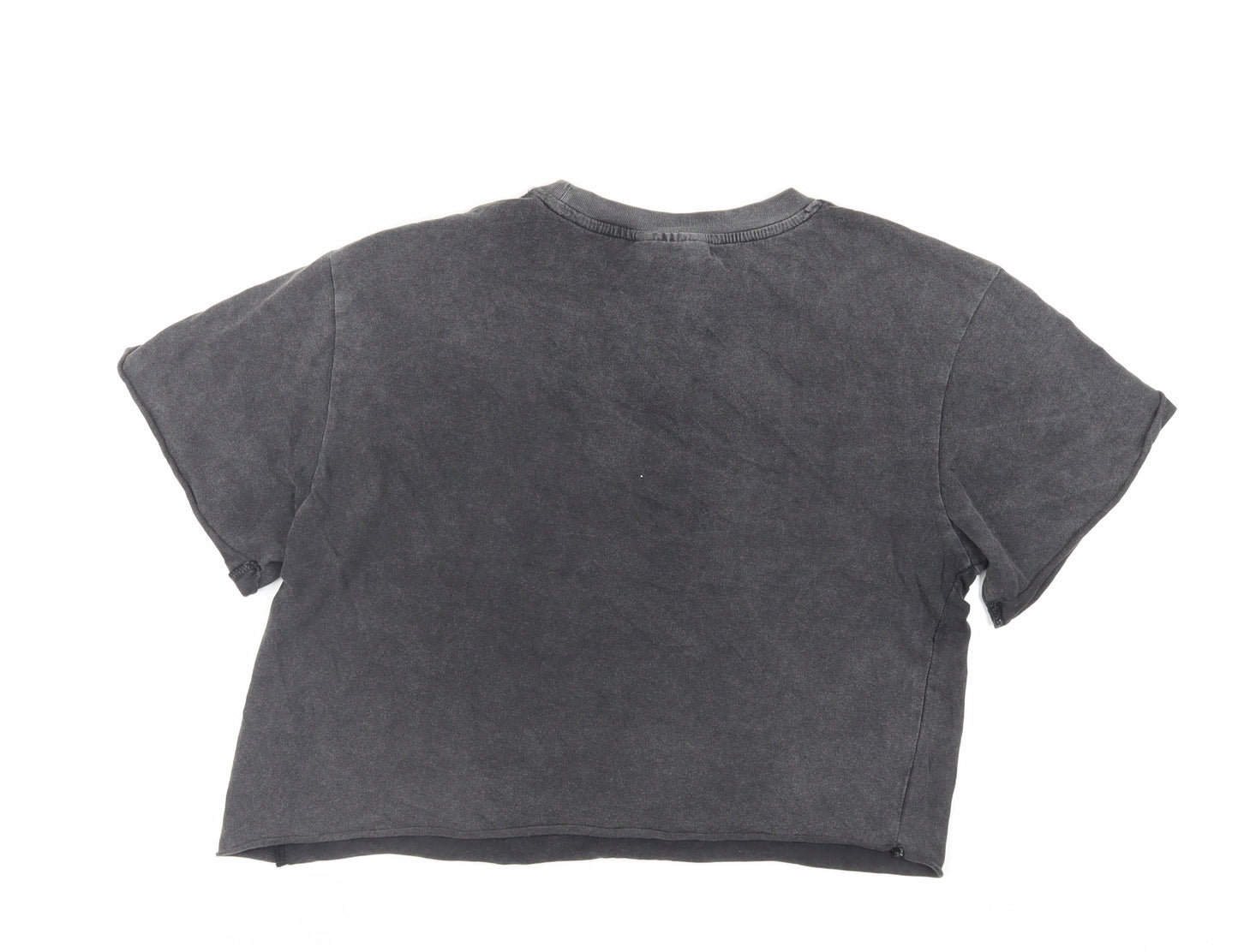 Topshop Womens Grey Cotton Basic T-Shirt Size 6 Crew Neck