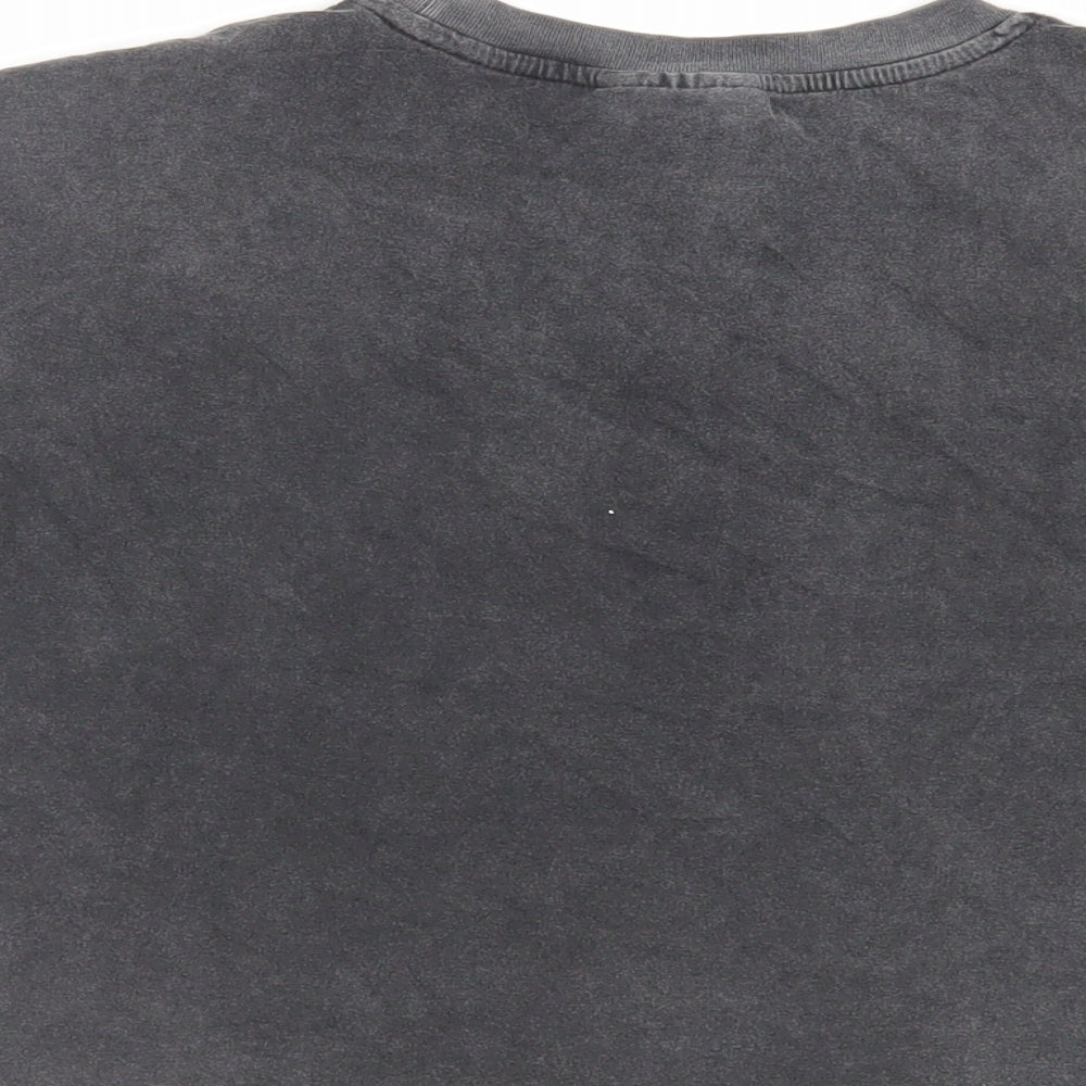 Topshop Womens Grey Cotton Basic T-Shirt Size 6 Crew Neck