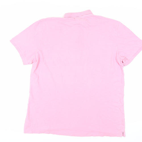 NEXT Mens Pink Cotton Polo Size XL Collared Button