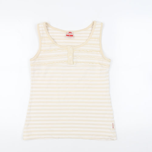 Trespass Womens Beige Striped Cotton Basic Tank Size M Boat Neck