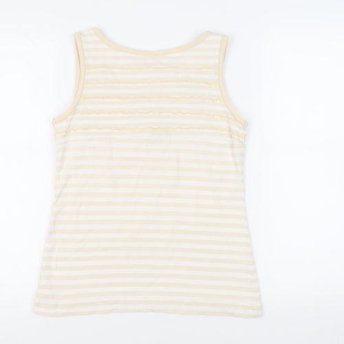 Trespass Womens Beige Striped Cotton Basic Tank Size M Boat Neck