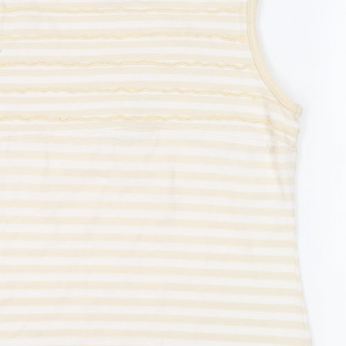 Trespass Womens Beige Striped Cotton Basic Tank Size M Boat Neck