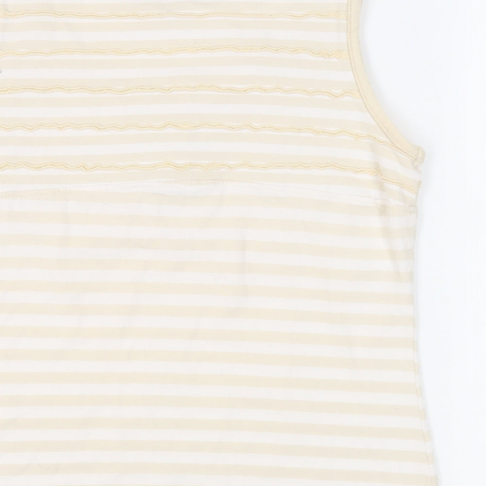 Trespass Womens Beige Striped Cotton Basic Tank Size M Boat Neck