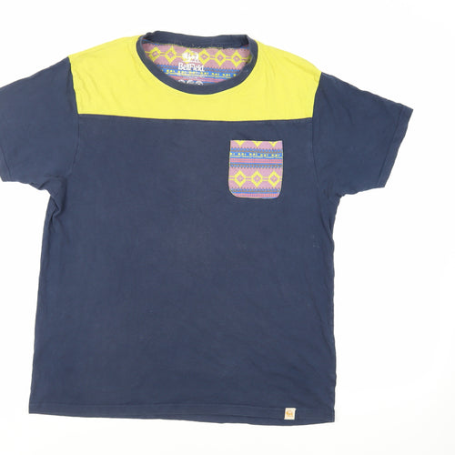 Bellfield Mens Blue Cotton T-Shirt Size XL Crew Neck