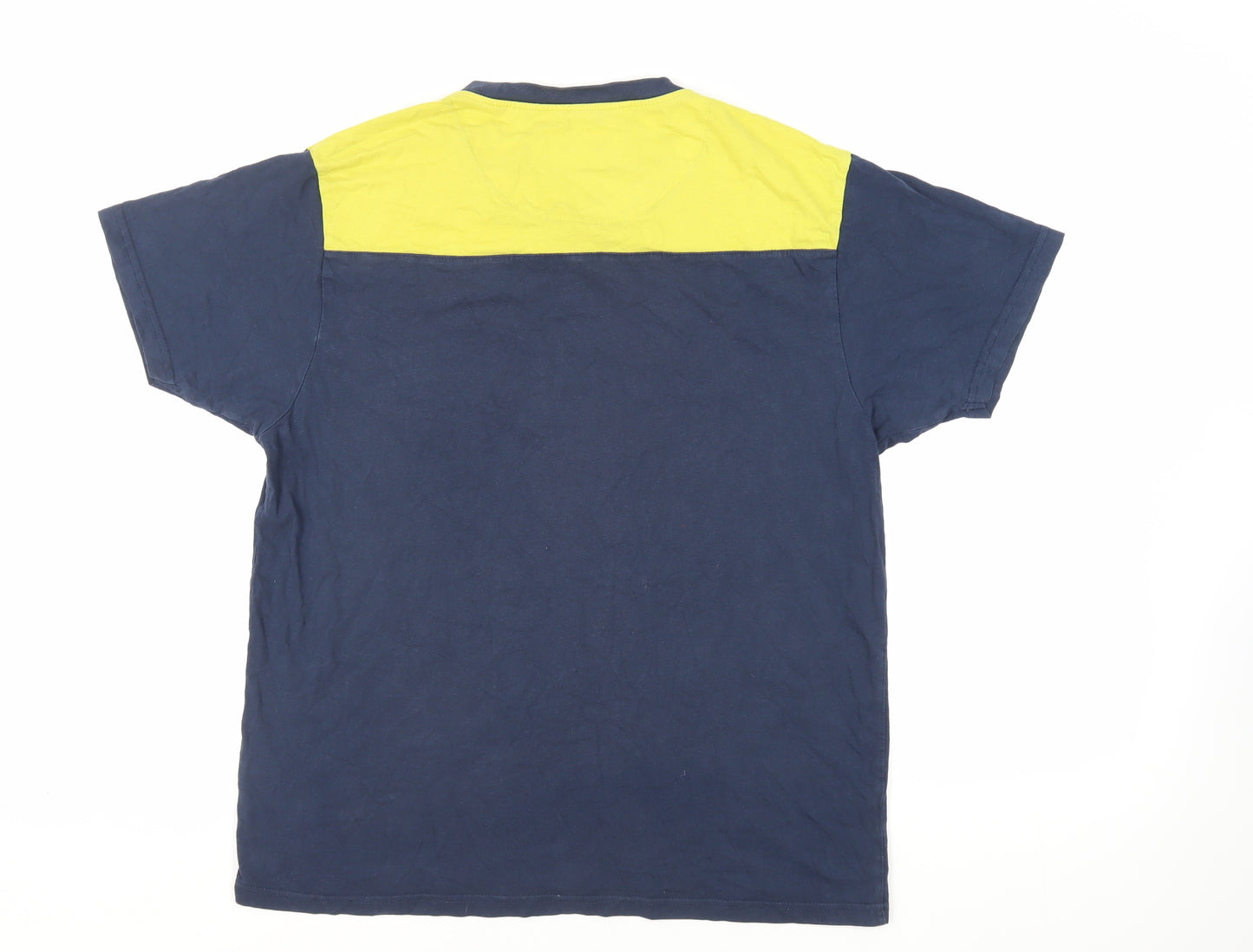 Bellfield Mens Blue Cotton T-Shirt Size XL Crew Neck