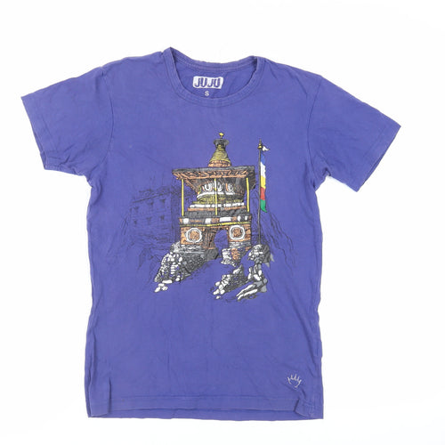 Juju Womens Blue Cotton Basic T-Shirt Size S Crew Neck