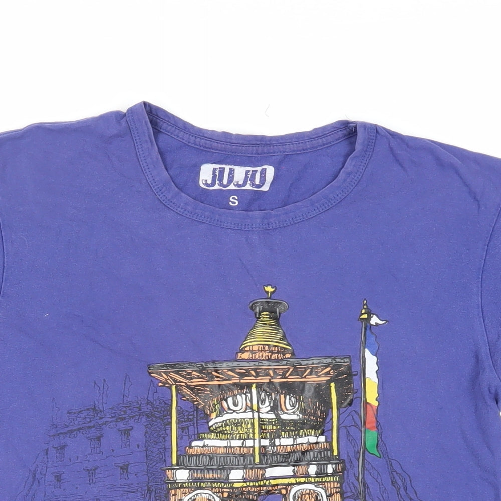 Juju Womens Blue Cotton Basic T-Shirt Size S Crew Neck