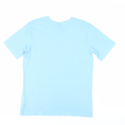 Hummel Mens Blue Cotton T-Shirt Size M Crew Neck