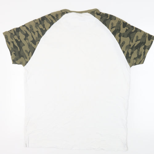 Diesel Mens White Camouflage Cotton T-Shirt Size 2XL Crew Neck