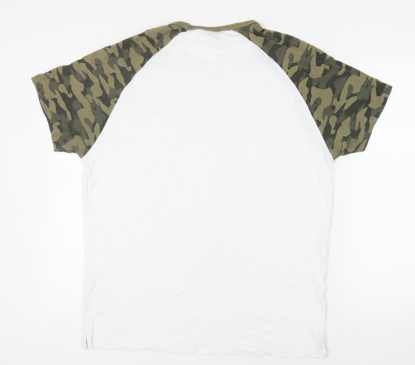 Diesel Mens White Camouflage Cotton T-Shirt Size 2XL Crew Neck