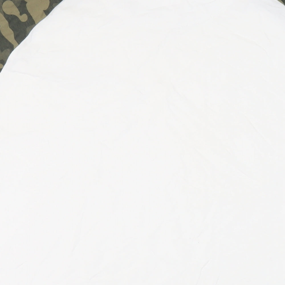 Diesel Mens White Camouflage Cotton T-Shirt Size 2XL Crew Neck