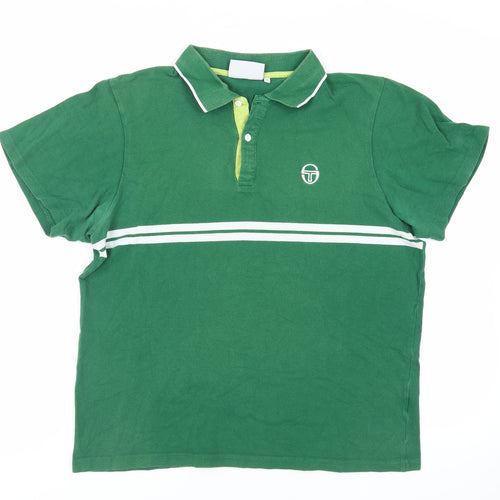 Sergio Tacchini Womens Green Cotton Basic Polo Size XL Collared - Logo