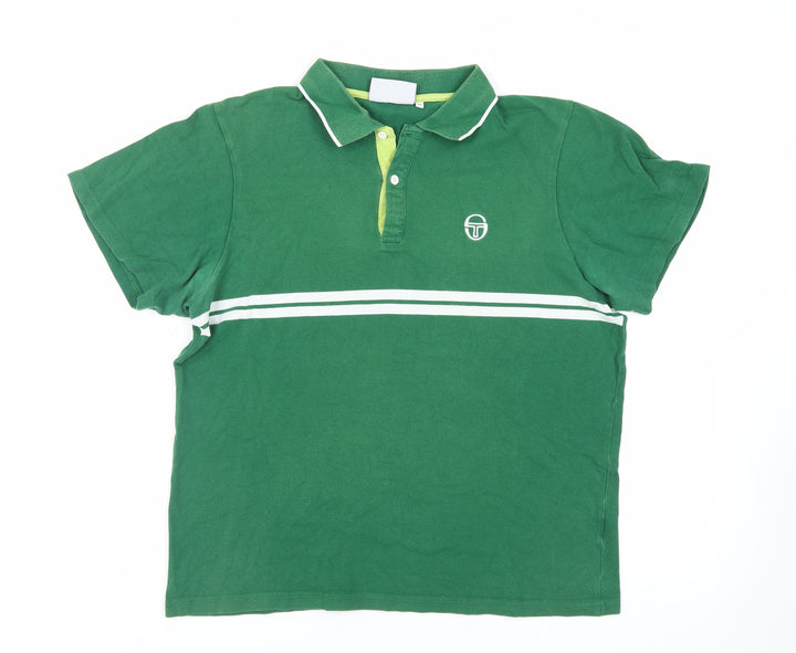 Sergio Tacchini Womens Green Cotton Basic Polo Size XL Collared - Logo