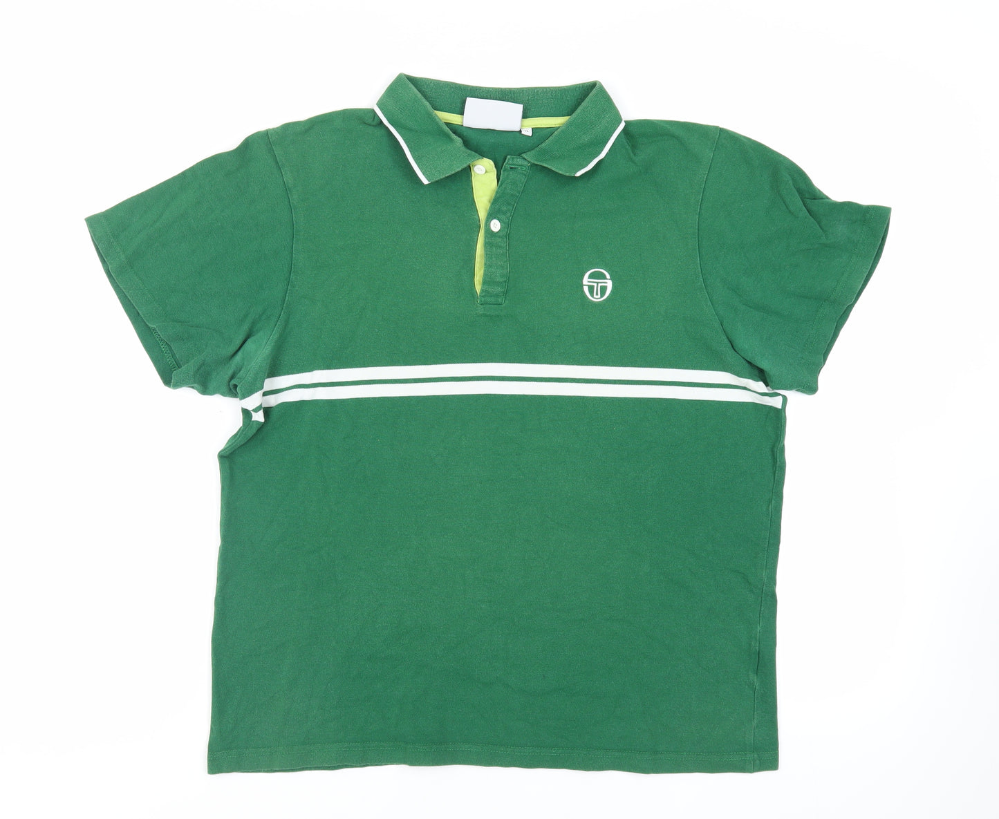Sergio Tacchini Womens Green Cotton Basic Polo Size XL Collared - Logo