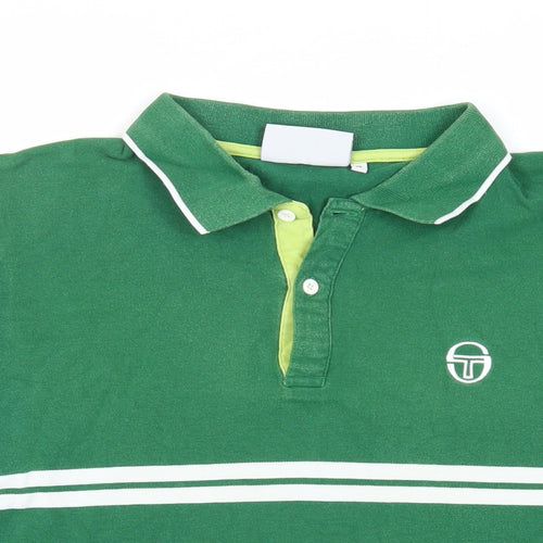 Sergio Tacchini Womens Green Cotton Basic Polo Size XL Collared - Logo
