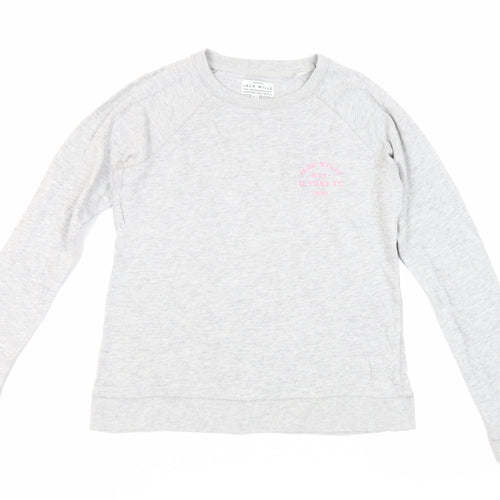 Jack Wills Womens Grey Cotton Pullover Sweatshirt Size 10 Pullover - Logo