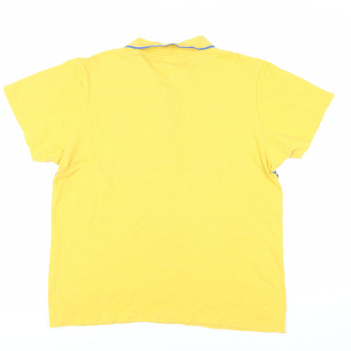Sergio Tacchini Mens Yellow Cotton Polo Size XL Collared Button - Logo