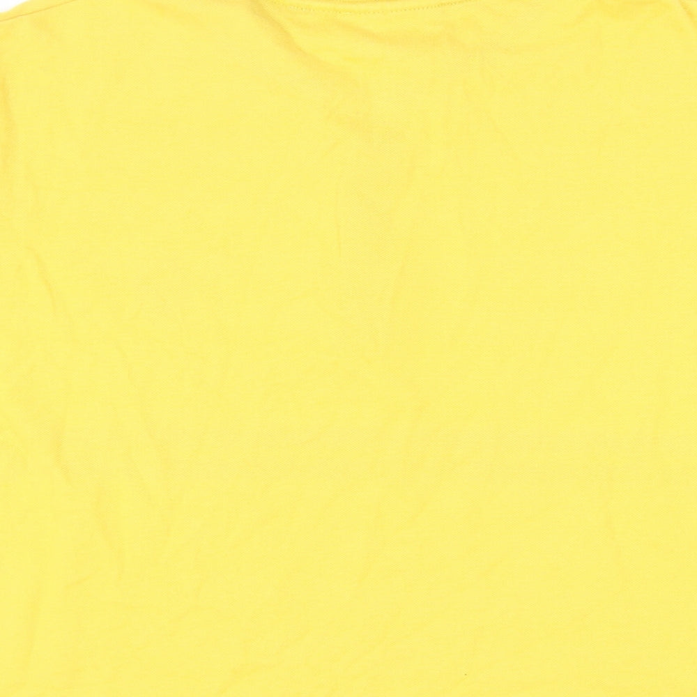 Sergio Tacchini Mens Yellow Cotton Polo Size XL Collared Button - Logo