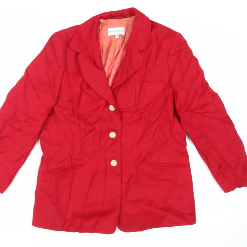 Gray Osbourn Womens Red Jacket Blazer Size 18 Button - Vintage