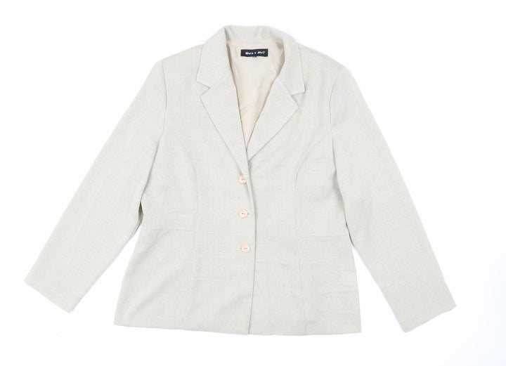 Warp+Weft Womens Green Jacket Blazer Size 16 Button