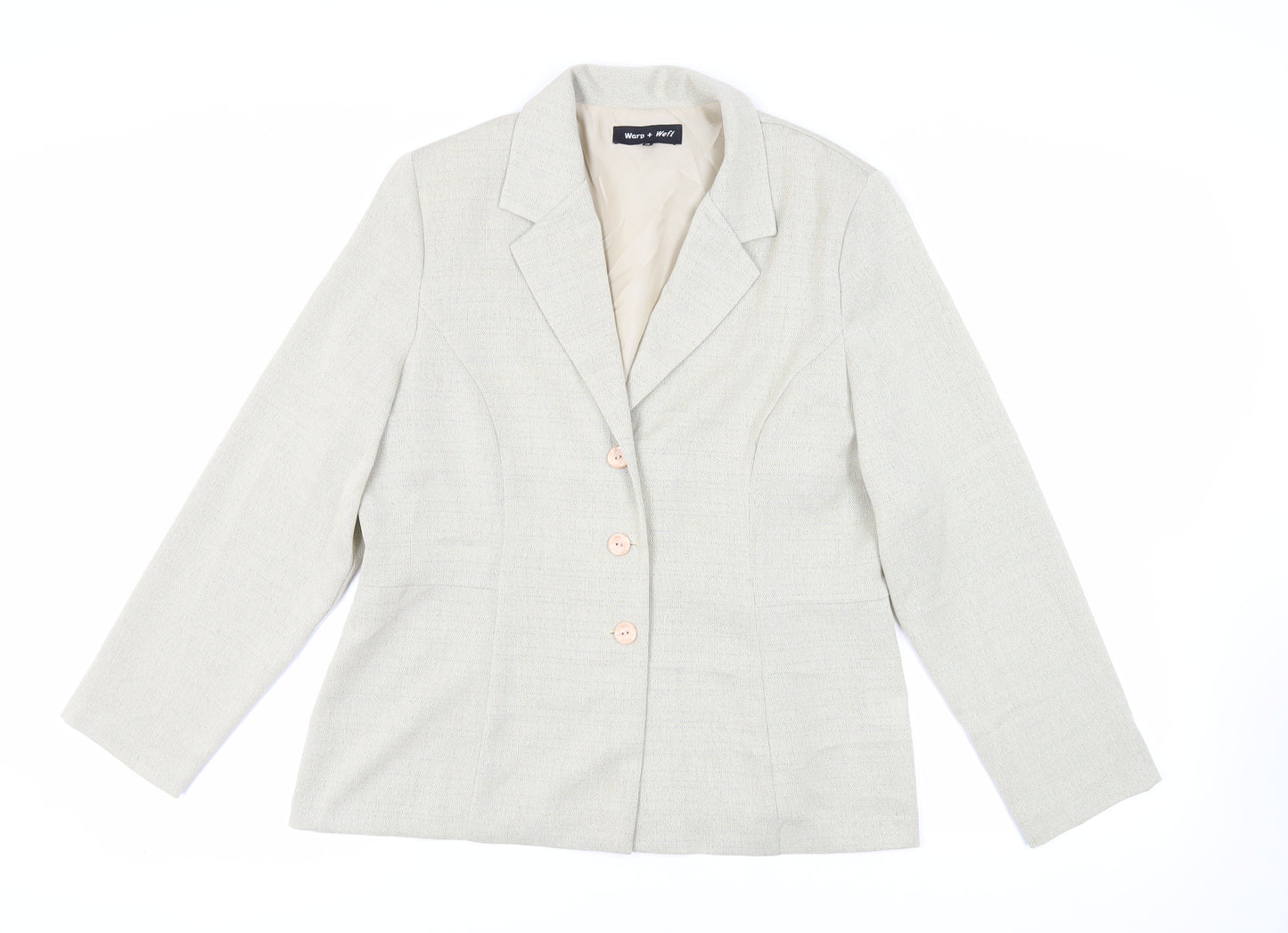 Warp+Weft Womens Green Jacket Blazer Size 16 Button