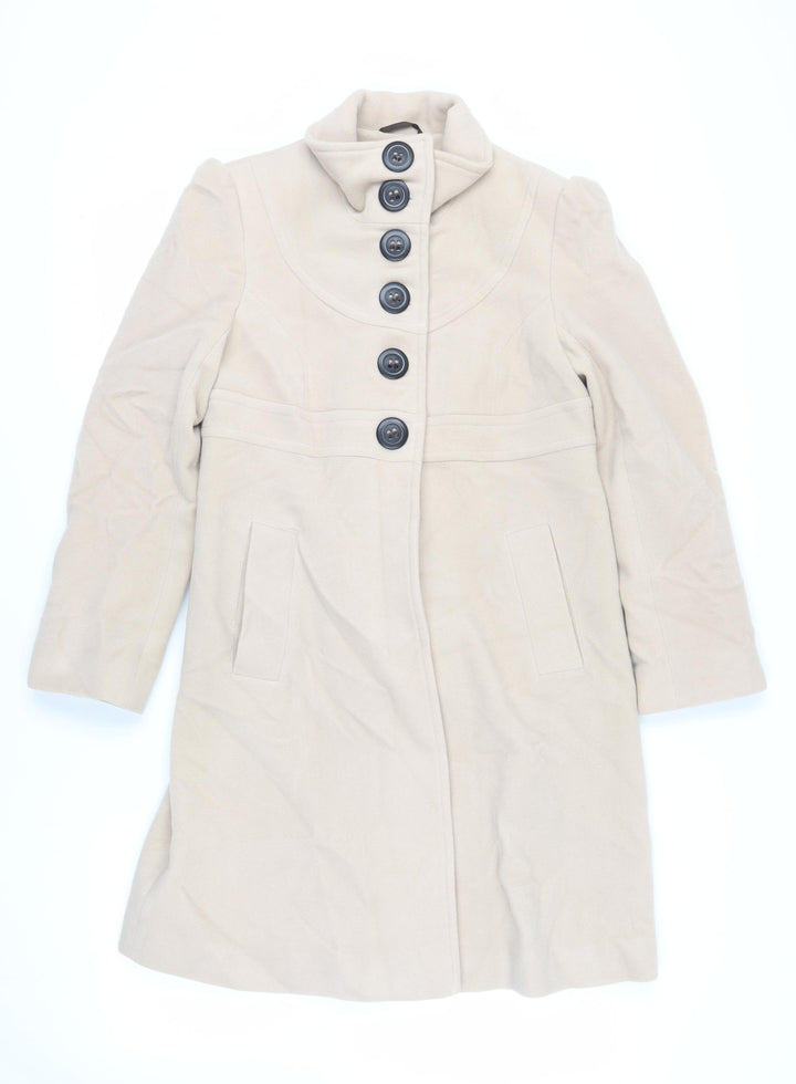NEXT Womens Beige Pea Coat Coat Size 10 Button