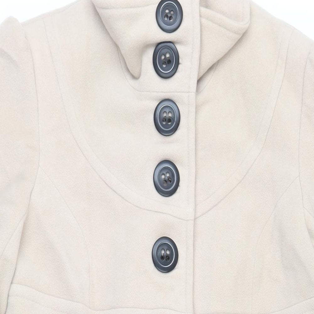 NEXT Womens Beige Pea Coat Coat Size 10 Button