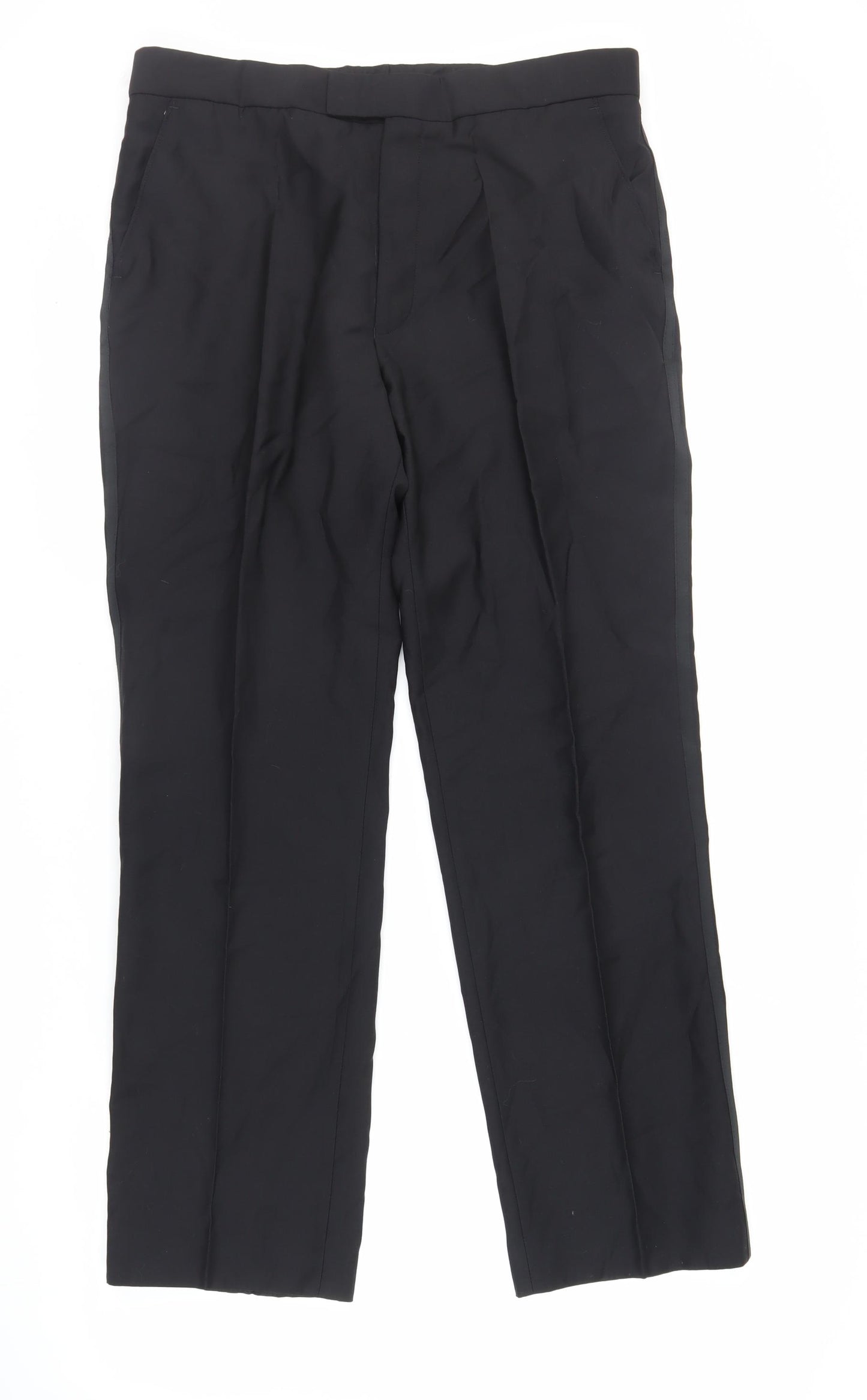Jeff Banks Mens Black Wool Dress Pants Trousers Size 36 in L31 in Regular Zip